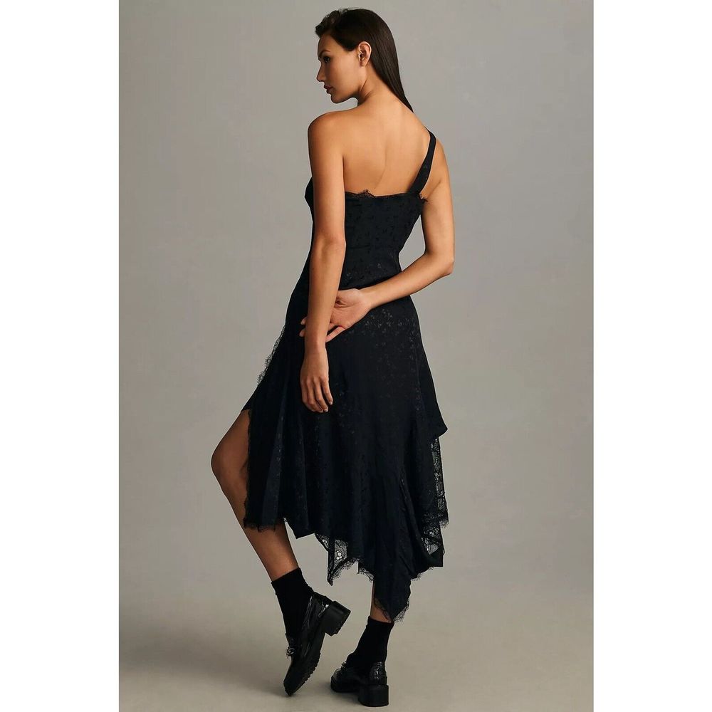By Anthropologie Asymmetrical Lace Maxi Dress Size 6 - Picture 4 of 10